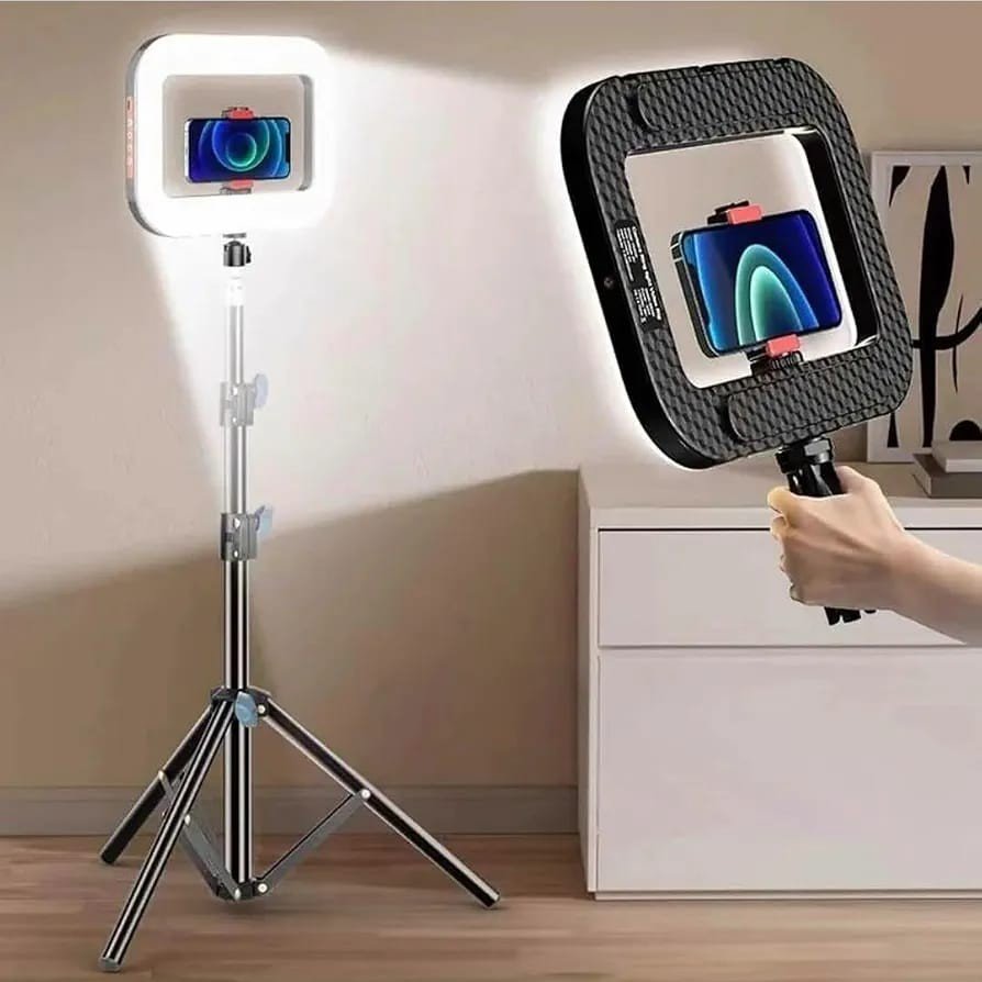 NeePho MJ-28 RGB Ring Light | 28cm Square Ring Light with Built-in Phone Holder | 16 RGB Colors + 3 Light Modes | For TikTok, Selfies, Live Stream tripod is not included. 